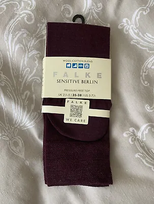 Falke Sensitive Berlin Wool-cotton Blend Pressure Free Top Socks Barolo 2.5-5 • £16