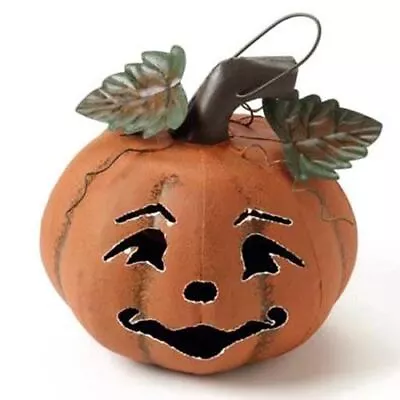 Medium Halloween Metal Pumpkin Lantern • £7.98