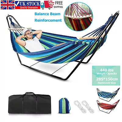 10ft Double Hammock Heavy Duty Stand Patio Outdoor Portable With Carrying Bag UK • £53.99