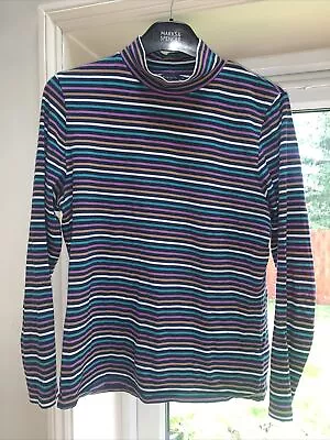 M&S Collection Turtle Neck Sweater Size 14 Striped • £0.99