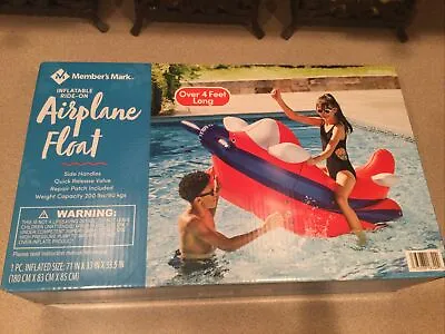 Member's Mark Inflatable Ride-On Airplane Pool Float Over 4’ Long - New In Box • $64.52
