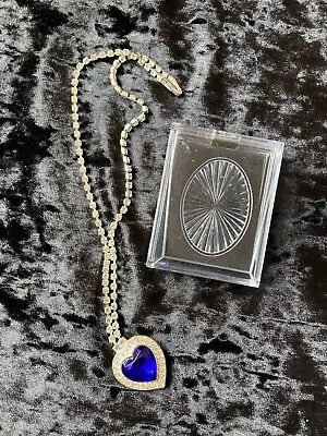 £9.99 • Buy Vintage Blue Heart And Diamanté Neclace (titanic Heart Of The Ocean)Costume
