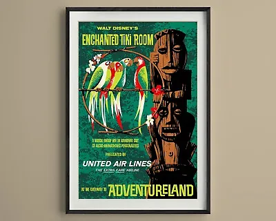 Enchanted Tiki Room United Airlines 1963 Vintage Disney Attraction Poster Print • $12