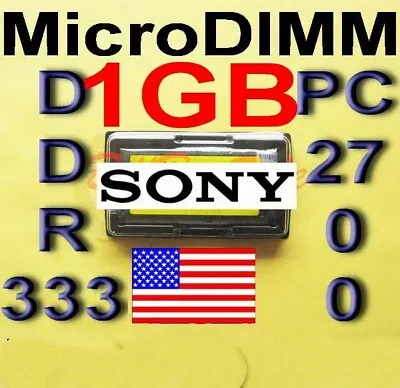 (1GB RAM)SONY VGN-51L T70B T71B T72B/T T90P T130FL T130FP T130FPL T140 MicroDIMM • $25.90