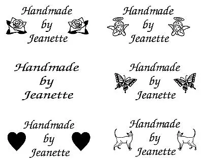 Personalised Handmade By Rubber Stamp Heart Cat Flower Etc Your Name Or Business • £12.95