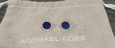 MICHAEL KORS Sapphire Blue Round Stud Earrings W/CZ And Goldtone  • $23