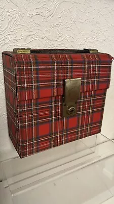 Vintage Retro Vinyl 7Inch 7” Single Box Record Storage Box Carry Case Red Tartan • £19.99