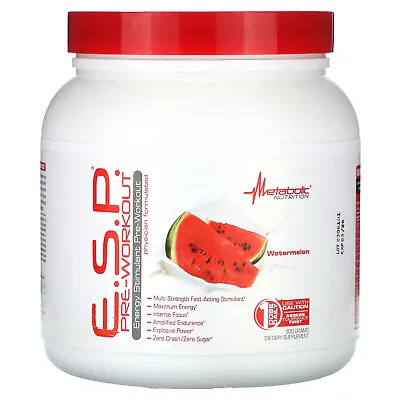 Metabolic Nutrition E S P Pre-Workout Watermelon 300 G Gluten-Free Sugar-Free • $34.99