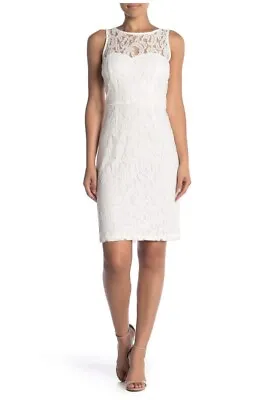 NWT Marina Sleeveless Lace Sheath Dress Color White Size 16 • $46