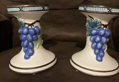 HTF Mikasa ~  Garden Harvest  ~ Grapes Candle Holders ~ #KT429/552 • $10