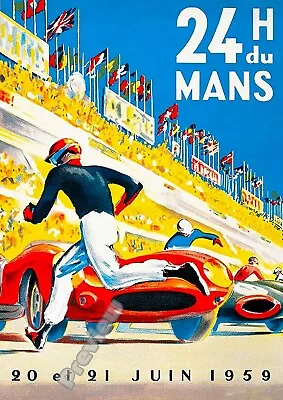 VINTAGE LE MANS 1959 24 HOUR RACING Classic Print Poster Wall Art Picture A4 + • £4.99