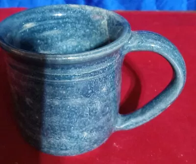 Denim Blue Handmade Studio Pottery KW Initials 3.5  Tall Coffee Mug • $10.95