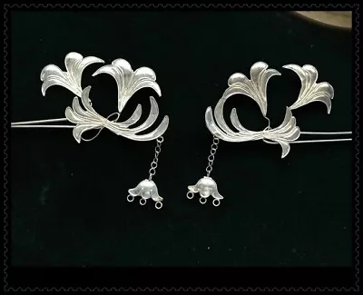 Hair Accessories Handmade Filigree Miao Silver Flower Hairpin Headgear 1piece • $25