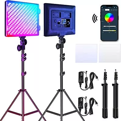 GVM RGB LED Video Lights Photography Lighting Kit 50W Bi-Color 3200K-5600K S • $207.68