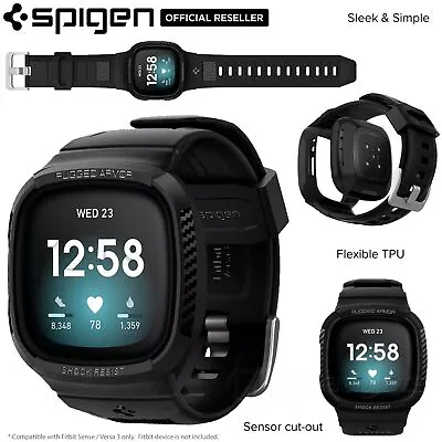 For Fitbit Sense/ Versa 3 Case Genuine SPIGEN Rugged Armor Pro Wristband Cover • $44.99