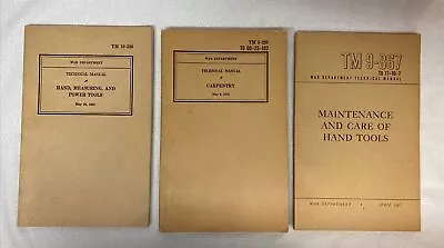 3 Original WWII Manuals CARPENTRY HAND & POWER TOOLS  & MAINTENANCE TM10-590 + • $34.99