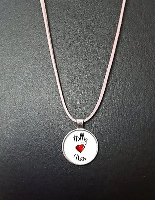 Personalised Child Name Loves Nan  Pendant On A 18  Pink Cord Necklace N494 • £7.95