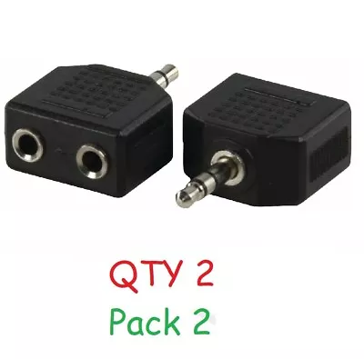 2x 3.5 Mm Earphone Headphone Y Splitter Cable Adapter Jack Male To Double Female • £2.89