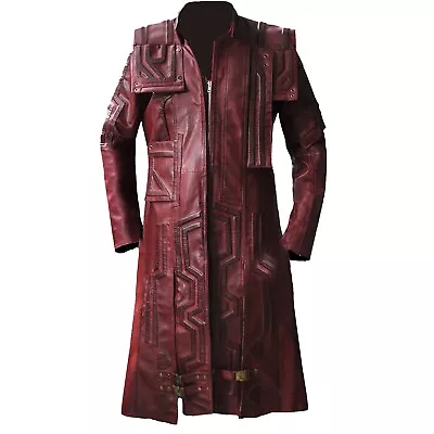 Men's Real Sheepskin Leather Maroon Winter Long Trench Warm Coat • $64.17