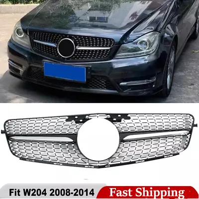 Diamond Style Grille Grill For 2008-2014 Mercedes Benz W204 C-CLASS C250 C300 • $50.71