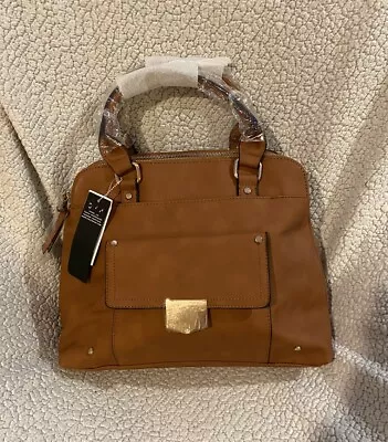 Violet Ray Brown Tan Satchel Faux Leather Handbag Tote . Many Pockets. Nwt • $29.99