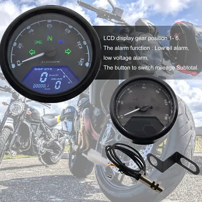 Universal Digital Motorcycle LCD Screen Speedometer Odometer Techometer Gauge • $36.75