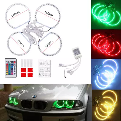 For BMW Headlight LED RGB Multi-Color Angel Eyes Halo Rings DRL Light Demon Eyes • $27.99