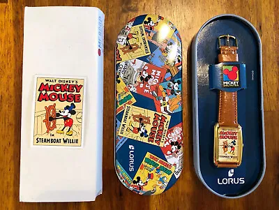 Disney Mickey Mouse Steamboat Willie Watch By Lorus Original Tin & Instructions • $45