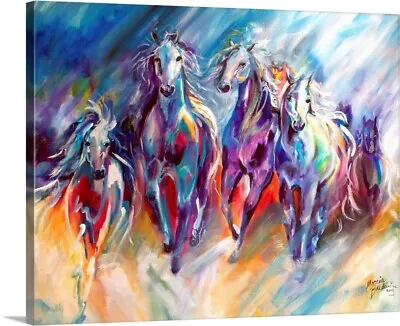 Blue Thunder Run Canvas Wall Art Print Horse Home Decor • $49.99