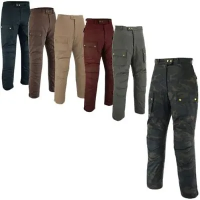 Warrior Classic Motorcycle Waxed Cotton 12OZ Waterproof CE Armour Bikers Trouser • £110.49