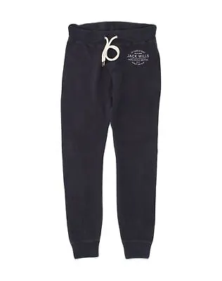 JACK WILLS Womens Tracksuit Trousers Joggers UK 8 Small Navy Blue Cotton AF89 • £14.35
