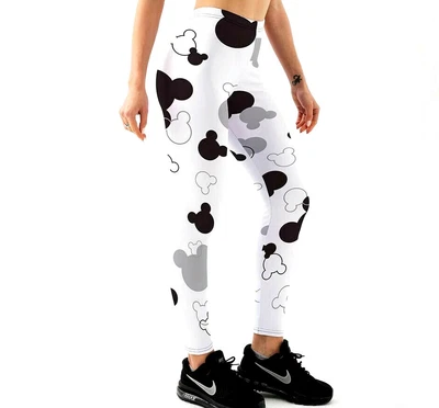 £15.20 • Buy 1 Black White Mouse Cartoon Comics Women Leggings High Waist Activewear Mickey