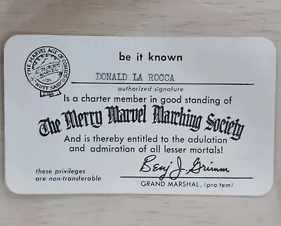 1966 Merry Marvel Marching Society Membership Card Extremely Rare MMMS • $49.50