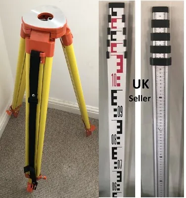 5m LEVELLING STAFF & ALUMINIUM TRIPOD FOR DUMPY/LASER LEVEL  VAT Invoice. Yes ✅ • £66.99