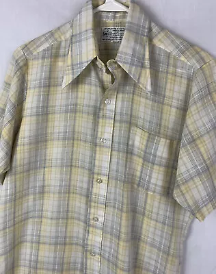 Vintage Kmart Button Up Shirt Short Sleeve Cotton Blend Plaid Work Men’s Medium • $24.99