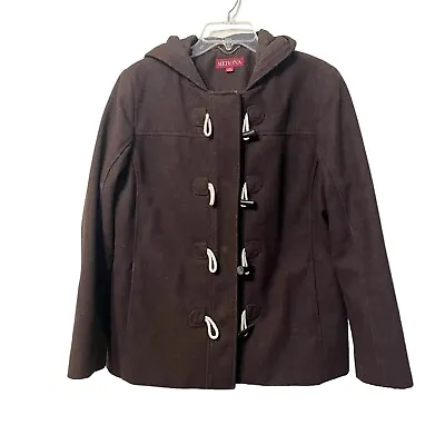 Merona Women’s Brown Wool Blend Hooded Duffle Coat Plus Size XXL Peacoat Toggle • $24.42
