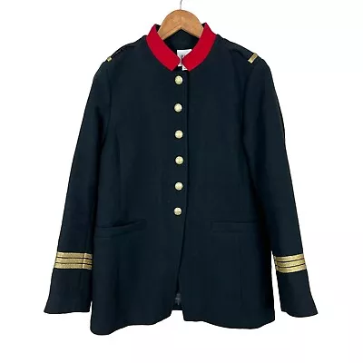 GAP Band Jacket Womens Medium Black Button Up Marching Military Epaulettes Wool • $49.98