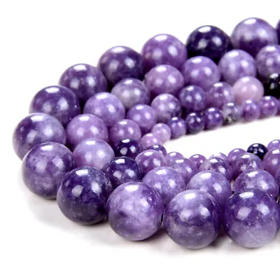 Natural Violet Purple Lepidolite Gemstone Round 4MM 6MM 8MM 10MM Beads (A298) • $7.99