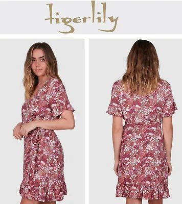 Bnwt Tigerlily Ladies Dalia Wrap Dress (pink) Size 6 Rrp $179.99 Last One • $35.99