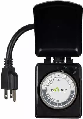 BN-LINK Outdoor Mechanical Plug In Outlet Timer -Heavy Duty 24 Hr Dual Outlet • $13.99