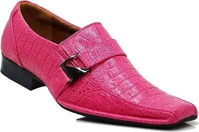 Men's Dress Crocodile Print Loafers Elastic Slip On With Buckle Fashion Shoes  • $26.99