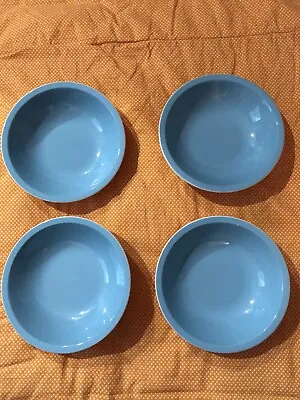 Vintage MCM MIKASA Cera-Stone Blue White Lot 4 Cereal Bowls 6.25” Japan D1500 • $32