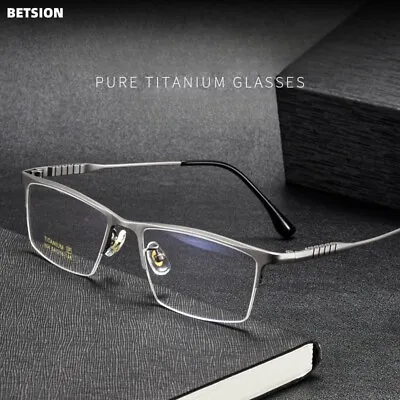 Titanium Ultra Light Eyeglass Frames Half Rimless Men Fashion Glasses Square • $65.69