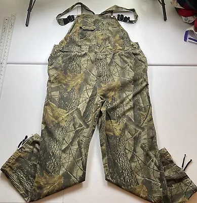 Remington Bibs Mens L Green Camo Hardwoods HD Cotton Hunting Overalls Fishing • $29.95