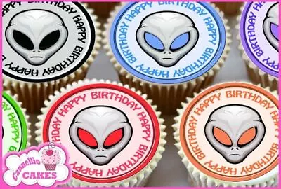 Happy Birthday Alien Mixed Edible Cupcake Toppers Cake Decorations 8209 • £2.99