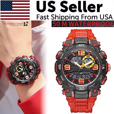 Military Men Watch Fashion Sport Outdoor G Wristwatch Male Digital Stopwatch • $9.89