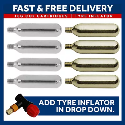 £5.95 • Buy 16g Threaded CO2 Tyre Inflator - 2 In 1 Presta Schrader CO2 Gas Bike Pump Tube