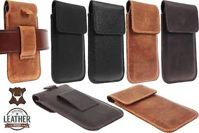 Ric Magnetic Flap Waist Pouch Genuine Leather Vertical Case Cover For Phones • $15.90