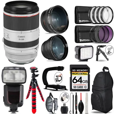 Canon RF 70-200mm IS USM Lens + Pro Flash + LED Light + Tripod - 64GB Kit • $2414.99