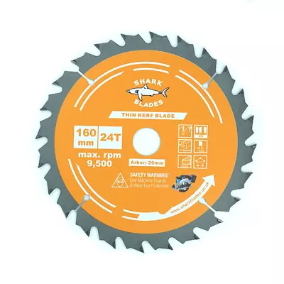 Shark Blades 160mm X 24T Thin Kerf Circular Saw Blade Perfect For Cordless Saws • £8.20